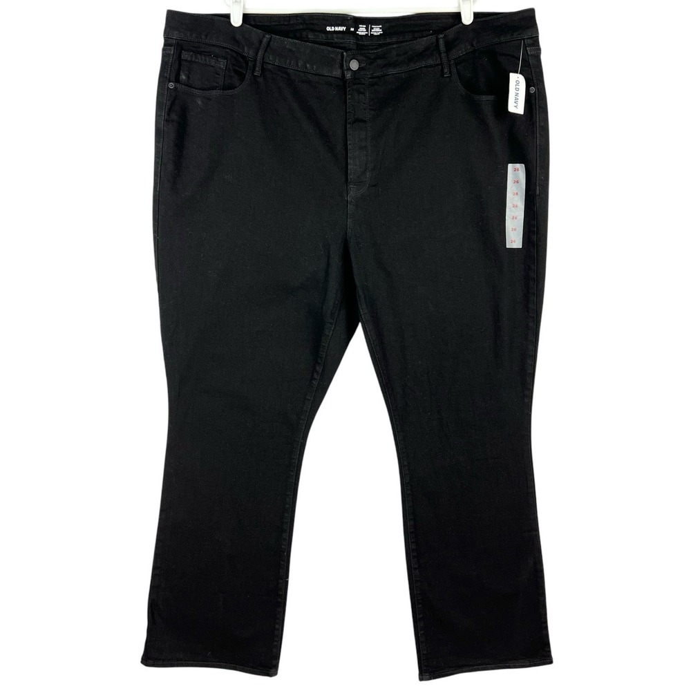 Old Navy Women's Stretch High-Rise Kicker Boot-Cut Black Jeans Plus Size 26 NWT